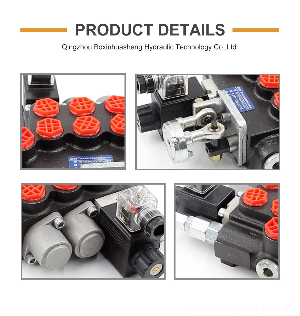 Industrial Hydraulic Valves: P40 Series, 3 Spool Monoblock with Solenoid & Joystick detailed image